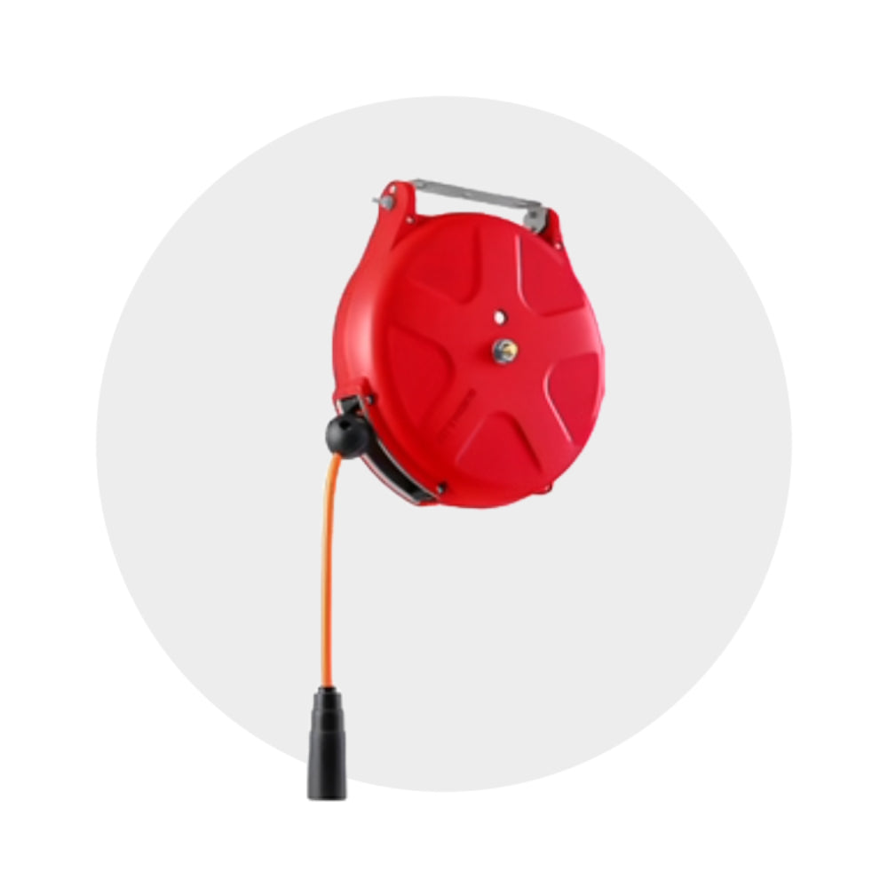 Carrete Retractil para Manguera de Aire 200PSI con 10mts de Manguera 1/4" ERKCO