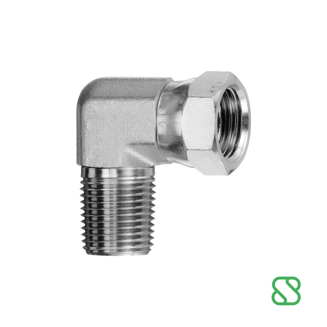 Codo 90° Hembra NPSM Giratorio a Macho NPT de Acero Z2047