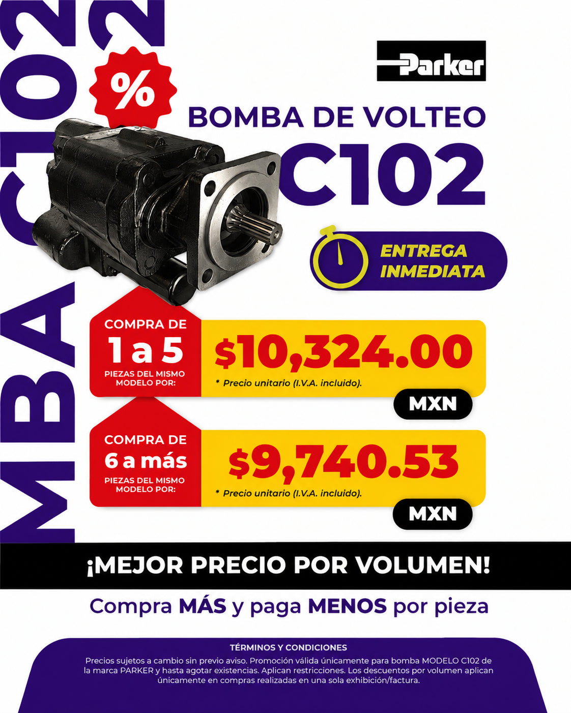 Bomba de Volteo Serie C102 Parker